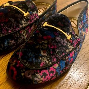Sam Edelman Womens Loraine Blue Floral  Velvet Slip On  Loafers Shoes  7.5